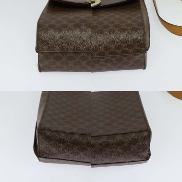 CELINE Macadam Canvas Circle Shoulder Bag Pvc Leather Brown Gold - Picture 10 of 13